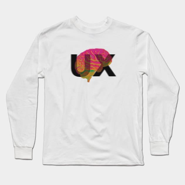 UX Brain - Black Text Long Sleeve T-Shirt by Grace McIsaac Designs